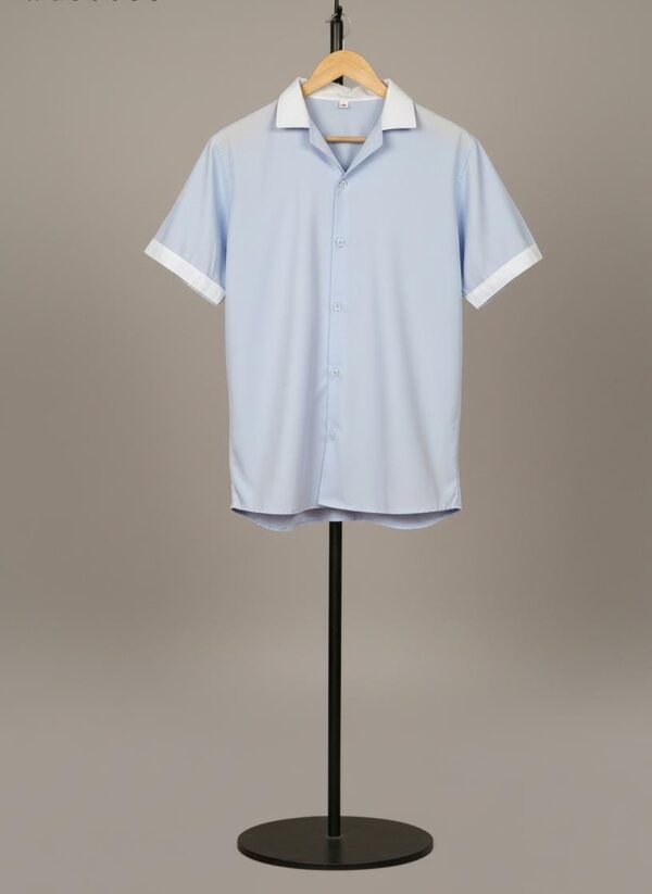 Sky Blue Soft Cotton Half Sleeve Shirt